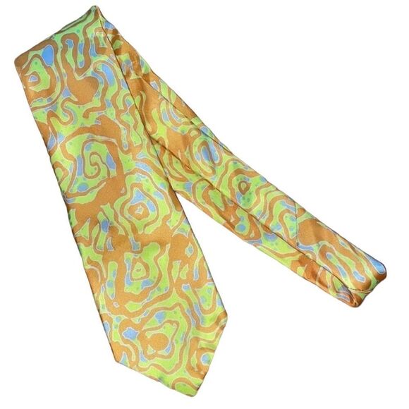 Vintage 70s Abstract Swirly Neck Tie - Picture 1 of 5